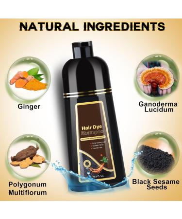 Chestnut Brown Hair Dye Shampoo - 3 in 1 Herbal Color Shampoo for Gray Coverage | 500ml Hair Color for Women & Men - Buy Online on GoSupps.com