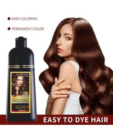 Mokeru Professional Argan Oil Color Shampoo Dark Brown 500ml - Long-lasting Hair Color - 16.91 Fl Oz - Pack of 1 - Buy Online on GoSupps.com
