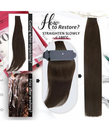 Moresoo 18 Inch Tape in Human Hair Extensions - Dark Brown #4, Invisible Tape, 20 Pieces/50g - Buy Online on GoSupps.com
