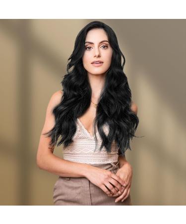 Long Black Wave Wig for Women - 27 Curly Synthetic Hair Replacement for Cosplay & Daily Use - Buy Online on GoSupps.com