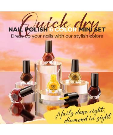 Modelones Nail Polish Set 6 Colors Autumn Winter Gold Glitter Red Nail Polish Orange Yellow Quick Dry Nail Varnish Finger Nail Polish Manicure DIY Nail Art Salon Home For Women Red Orange - Buy Online on GoSupps.com