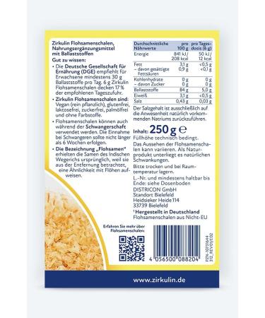  Zirkulin Zirkulin Psyllium husks in 1 pack (1 x 250 g) rich in premium fiber taste-neutral food supplement to support natural digestion - Buy Online on GoSupps.com