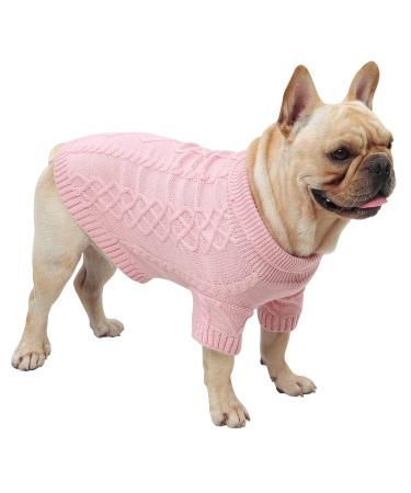 Dog Sweater Turtleneck Knitted Short Sleeve Cat Sweater Pullover Christmas Holiday Pet Apparel for Small Medium Dogs/Cats X-Large Pink