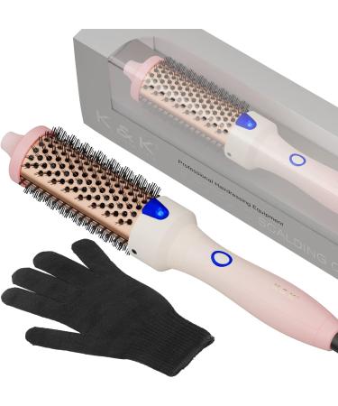 K&K Hot Hair Brush 38mm - Keratin Protect Heated Barrel | Ionic Smooth Shine Volumize Comb | Dual Voltage Hair Straightener Curler Styling Tool - Buy Online on GoSupps.com