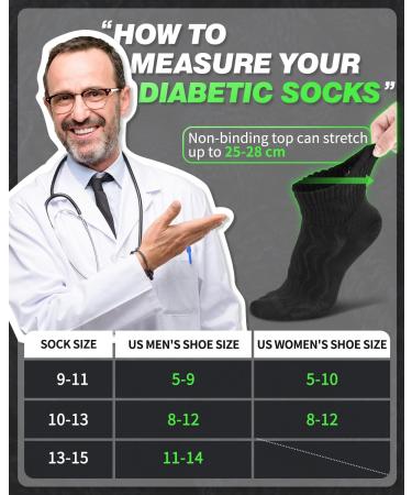 LIN Diabetic Socks 12 Pack | Extra Wide Non Binding for Men & Women | Black and White 13-15 - Buy Online on GoSupps.com