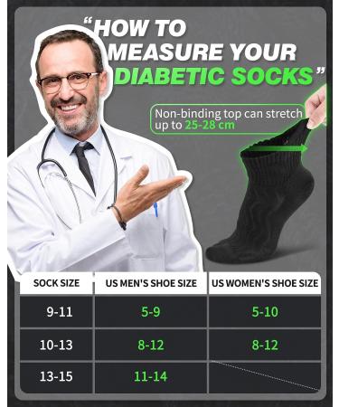 LIN Diabetic Socks for Men & Women | Extra Wide Non Binding - 12 Pack (White and Black, Size 10-13) - Buy Online on GoSupps.com