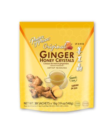 Prince of Peace Instant Ginger Honey Crystals, 30 Sachets  Instant Hot or Cold Beverage for Nausea Relief and Soothes Throat  Easy to Brew Ginger and Honey Crystals 30 Count (Pack of 1)