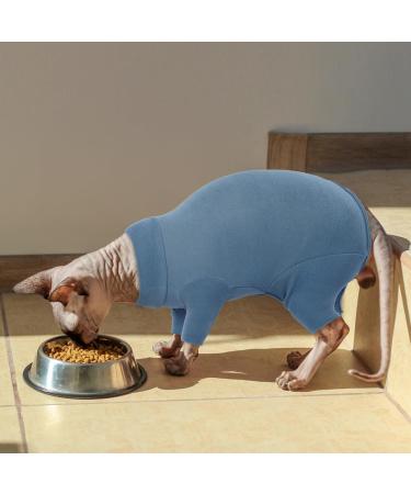 Warm Winter Sweater & Vest for Sphynx Cats - Knitted Jumpsuit & Coat for Hairless Cats (Blue Size S) - Buy Online on GoSupps.com