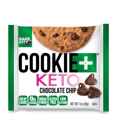 Bake City Cookie Plus Keto | 1oz Chocolate Chip Cookies (12 pack) Gluten Free 0g Sugar Only 1.5g Net Carbs Good Fats 5g Protein Kosher No Artificial Flavors
