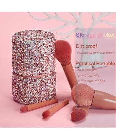Buy XhuangTech 5Pcs Makeup Brush Set Premium Synthetic Brushes with Bling Rhinestone Case for Flawless Foundation Powder and Eye Makeup (Pink) International Shipping Available - Buy Online on GoSupps.com