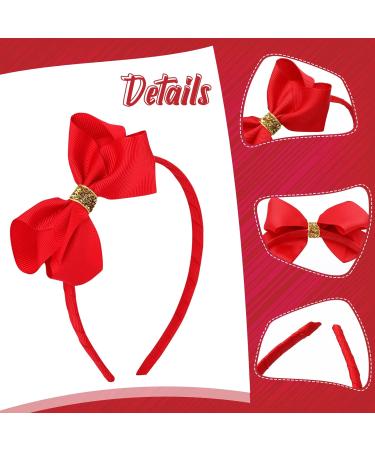 Wincredulous 2 Pieces Bowknot Headband Satin Red Ribbon Headband with 2 Pieces Red Hair Bows Bow Headband Hair Accessories for Girls for Birthday Daily Decor Back to School Accessories (Red) - Buy Online on GoSupps.com