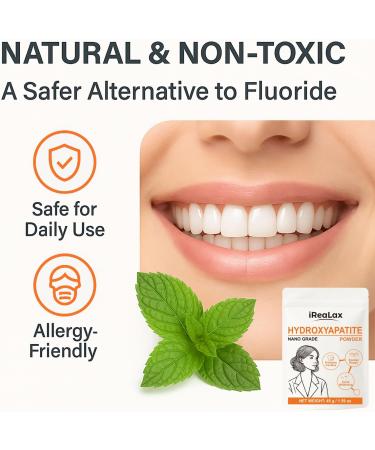 iReaLax 100% Pure Hydroxyapatite Powder 45g (1.59 oz) | Nano Grade Hydroxyapatite Powder for Teeth | DIY Toothpaste Teeth Whitening & Soap Making - Buy Online on GoSupps.com