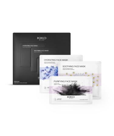 KIKO Milano Mask Time Face Mask Set | Skincare Set: 1 Moisturising Mask 1 Soothing Mask And 1 Purifying Mask