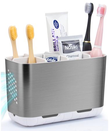 Toothbrush holder electrical toothbrush toothbrushes brushed nickel standing for bathroom large toothbrush organizer set drainage with adjustable partitions for family - Buy Online on GoSupps.com