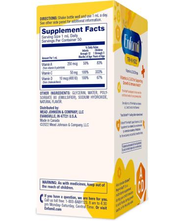 Enfamil Prenatals & Baby Vitamins Tri-Vi-Sol Vitamin A, C & D Multi-Vitamin Drops for Infants 1.69 Fl Oz (Pack of 2) - Buy Online on GoSupps.com