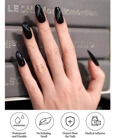 Ebanku 20pcs Cat Eye Black UV Gel Nail Foil - Self-Adhesive Nail Wraps & Stickers with Nail File - Perfect for Women & Girls Nail Decoration - Buy Online on GoSupps.com