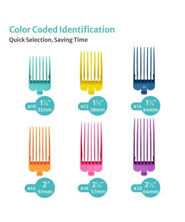 6 Professional Extra Long Hair Clipper Guards Cutting Guides Fits for Most Wahl Clippers  Color Coded Clipper Guards Replacement - 1.25"  1.5"  1.75"  2"  2.25" & 2.5" (#10  12  14  16  18  20) 6Pcs Guards - Buy Online on GoSupps.com