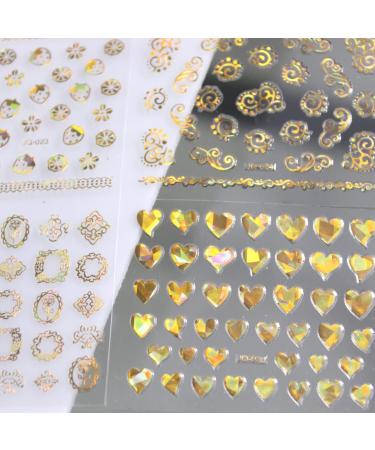 30-Piece Gold 3D Self-Adhesive Nail Stickers - Flower, Line, Lace, and Leaf Design | DIY Nail Art Decals for Acrylic Nails | Women's & Girls' Nail Supplies - Buy Online on GoSupps.com