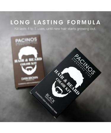 Pacinos Hair & Beard Color Kit (Dark Brown) - Men's Hair Color - Eliminates Grays in 5 Minutes - Buy Online on GoSupps.com