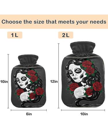 Naanle Rose Sugar Skulls Hot Water Bottle - 2L Handfoots Heating Bag for Pain Relief & Cold Therapy - Transparent & Stylish - Buy Online on GoSupps.com
