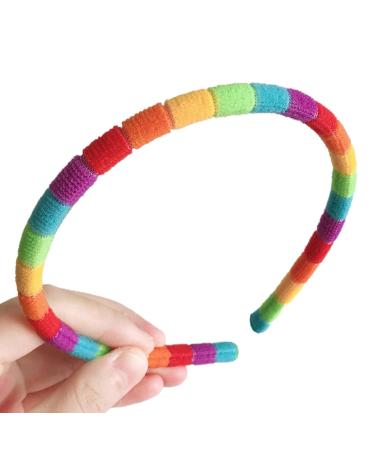 LYWYOUDDKH Women s Autumn Plush Headband - Rainbow Striped Elastic Hairband for Styling | International Shipping Available - Buy Online on GoSupps.com
