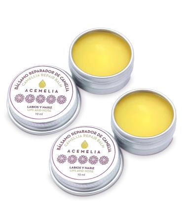 Camelia Cosmetiques SL ACEMELIA 2Pack Repairing Lip Balms 2 x 10 ml Nose and Lips Intense Recovery and Hydration for Dry and Cracked Lips Protection Against Cold and Wind Vegan