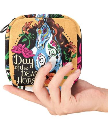 Menstruation Pad Bag with Zipper | Floral Day of the Dead Tampon & Napkin Bag for Women & Girls - Buy Online on GoSupps.com