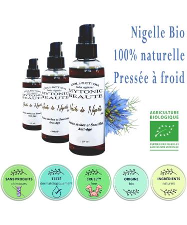  MYTONIC BEAUTE Organic Nigella Oil (Black Cumin) | Body Face Hair | 100% Plant-Based and Natural | Antioxidant - Moisturizing - Soothing - Non-Food Cosmetic - MYTONIC BEAUTE (100ml) - Buy Online on GoSupps.com