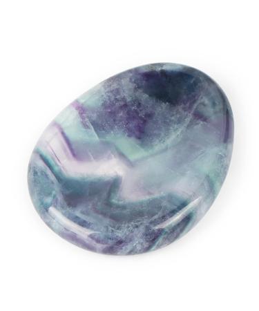 Artistone Rainbow Fluorite Crystal Chakra Thumb Worry Stone Teardrop Reiki Healing Stone Pocket Palm Stones for Anxiety Stress Relief Meditation Therapy Geometry Home Decorations