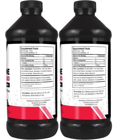 BioX L-Carnitine Liquid 1200mg | Bioavailable L Carnitine Tartrate | Stimulant Free Liquid Shots Performance Muscle Recovery Metabolism Support | Sugar Free No Calories | Blue Raspberry | 32 Servings 473mL (Pack of 2) 473 ml (Pack of 2) - Buy Online on GoSupps.com