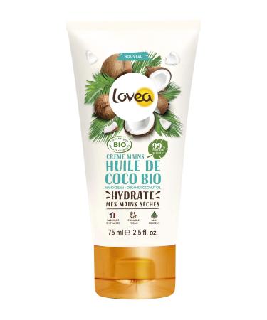 Lovea LOVEA - Hand Cream - Organic Coconut Oil - Moisturizes Smooths & Softens - For Dry Skin - 99% Natural Origin - Silicone Free - Vegan - Certified Organic - Made in France - 75 ml