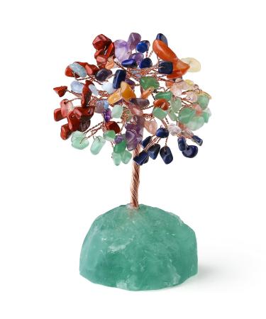 Xiannvxi crystals life tree decoration feng shui colorful chakra money-building crystal tree natural gemstones stones decoration Tree of life drum stones base bonsai tree decoration article spiritual f-clear quartz