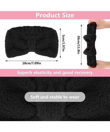 Buy Spa Bowknot Headband for Women - Coral Fleece Makeup Hair Band | Elastic Cosmetic Headband for Shower & Skincare - Black - Buy Online on GoSupps.com