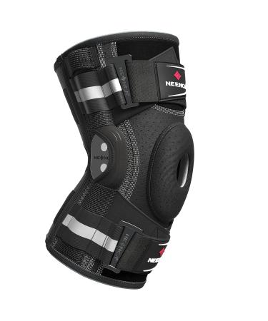 NEENCA Professional Knee Brace for Knee Pain Hinged Knee Support with Patented X-Strap Fixing System Strong Stability for Pain Relief Arthritis Meniscus Tear ACL PCL MCL Runner Sport Workout Black - Single Medium