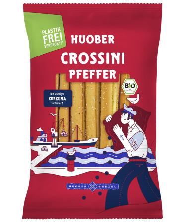 Huober Crossini Pepper organic pastry sticks refined with turmeric light and hearty plastic-free packaging 100 g 1 pack Pepper