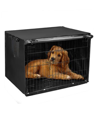 Dog Wire Crate Cover Kennel Cover Waterproof Dog Cage Covers with Front Side Openings and a Storage Pocket (30 Inch)