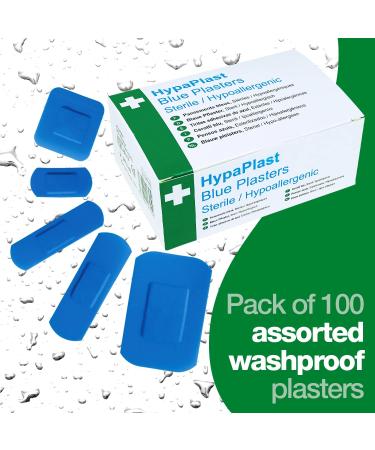 Buy HypaPlast Blue Catering Plasters (100 Pack) - Sterile Hypoallergenic & Visually Detectable for International Shipping - Buy Online on GoSupps.com