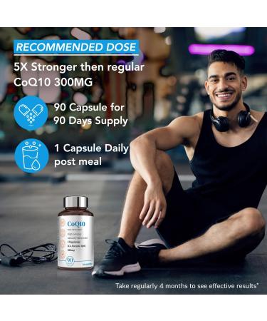 Coenzyme Q10 300mg- High Potency Naturally Fermented Ubiquinone High Absorption | CoQ10 Powerful Antioxidant | No Synthetic Additives | GMP Certified | 90 Capsules - Buy Online on GoSupps.com