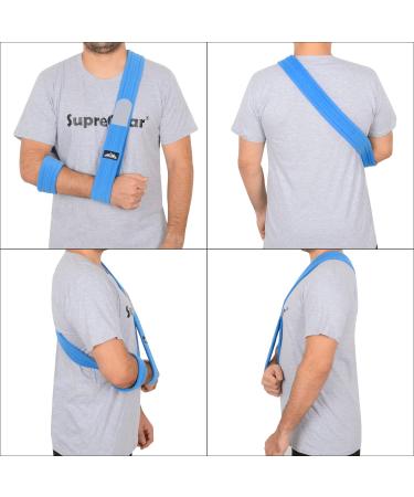 Supregear Adjustable Lightweight Arm Sling | Shoulder Immobilizer Support for Injured Arm | Breathable Medical Shoulder Support - Blue - 180cm - Buy Online on GoSupps.com