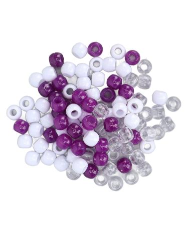 100 pieces of transparent hair pearls plastic hair clips beard pearls jewelry manufacturing set DIY hair braids bracelet ornaments for women men girls (white purple transparent) white purple transparent
