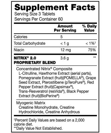BSN Nitrix 2.0 - Unflavored, 180 Tablets | Premium Nitric Oxide Supplement - Buy Online on GoSupps.com