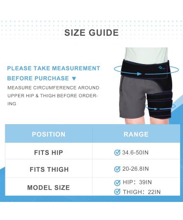 REAQER Hip Brace Groin Wrap - Compression Thigh Support for Sciatica Pain Relief | Unisex Left Leg - Black - Buy Online on GoSupps.com