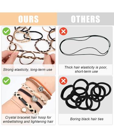 VAIPI 38Pcs Boho Hair Ties Bracelets for Women - 4 Styles Ponytail Holders for No Damage Braids, Thick Hair, and Ponytails - Soft & Stylish - Buy Online on GoSupps.com