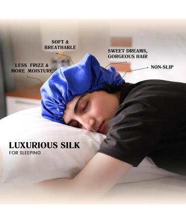NIXISWAG 2PCS Silk Bonnet Sleep Cap for Curly Hair | Stylish Satin Bonnet Set for Women - 1 Purple & 1 Black - Buy Online on GoSupps.com