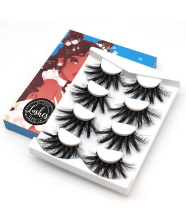 Losha 5D Faux Mink Lashes 25mm - 4 Pairs Pack | Dramatic Fluffy Volume False Eyelashes - Buy Online on GoSupps.com