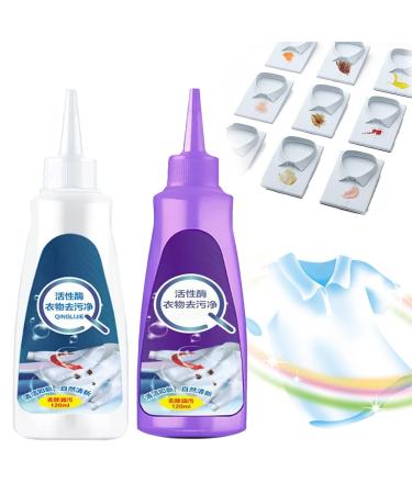Active Enzyme Laundry Stain Remover - White Shirt Guardian Active Enzyme Laundry Stain Remover Active Enzyme Clothing Stain Remover Laundry Stain Remover Stain Remover for Clothes (White & Purple)