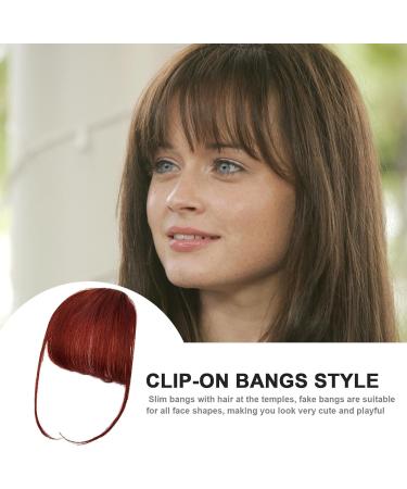 Fake Bangs - Bangs Hair Clip In Bangs - Human Hair Bangs Extensions | Clip In Bangs Real Hair - French Bangs Clip On Fake Bangs Fringe | Natural Color Fringe Hairpieces wine red - Buy Online on GoSupps.com