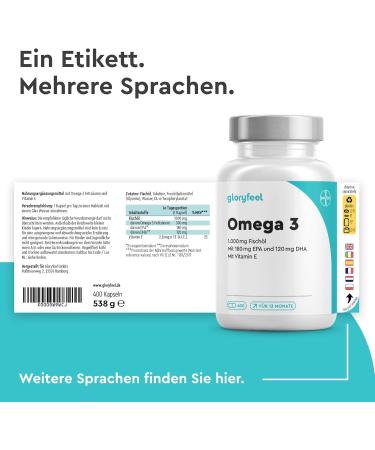 Buy Omega 3 Capsules (400 ct) - 1000 mg Fish Oil EPA & DHA - High Dose Pure & Additive-Free - Sustainable Fishing - International Shipping Available - Buy Online on GoSupps.com