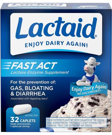 LACTAID Fast Acting Caplets - 64 Caplets (2 Pack) - Buy Online on GoSupps.com