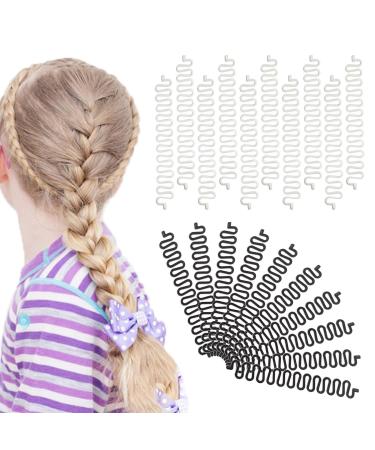 EUPSIIU 20 Pieces Hair Knitting Tool Fashion Hair Plaiting Tool Hair Styling Tool French Hair Styling Clip Fishbone Twist Braid Hair Knitting Tool Accessories for Girls and Women (Black White)